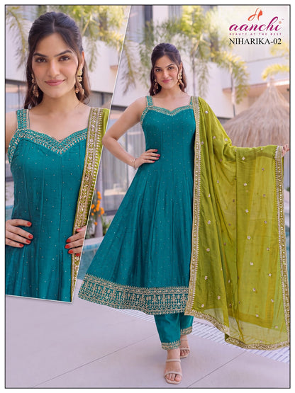 Niharika Aanchi Vichitra Silk Readymade Anarkali Suits Manufacturer India