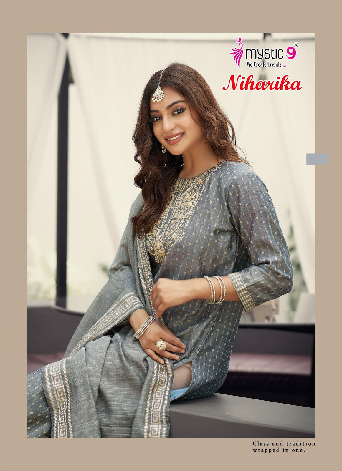 Niharika Vol 1 Mystic 9 Roman Silk Readymade Pant Style Suits Exporter