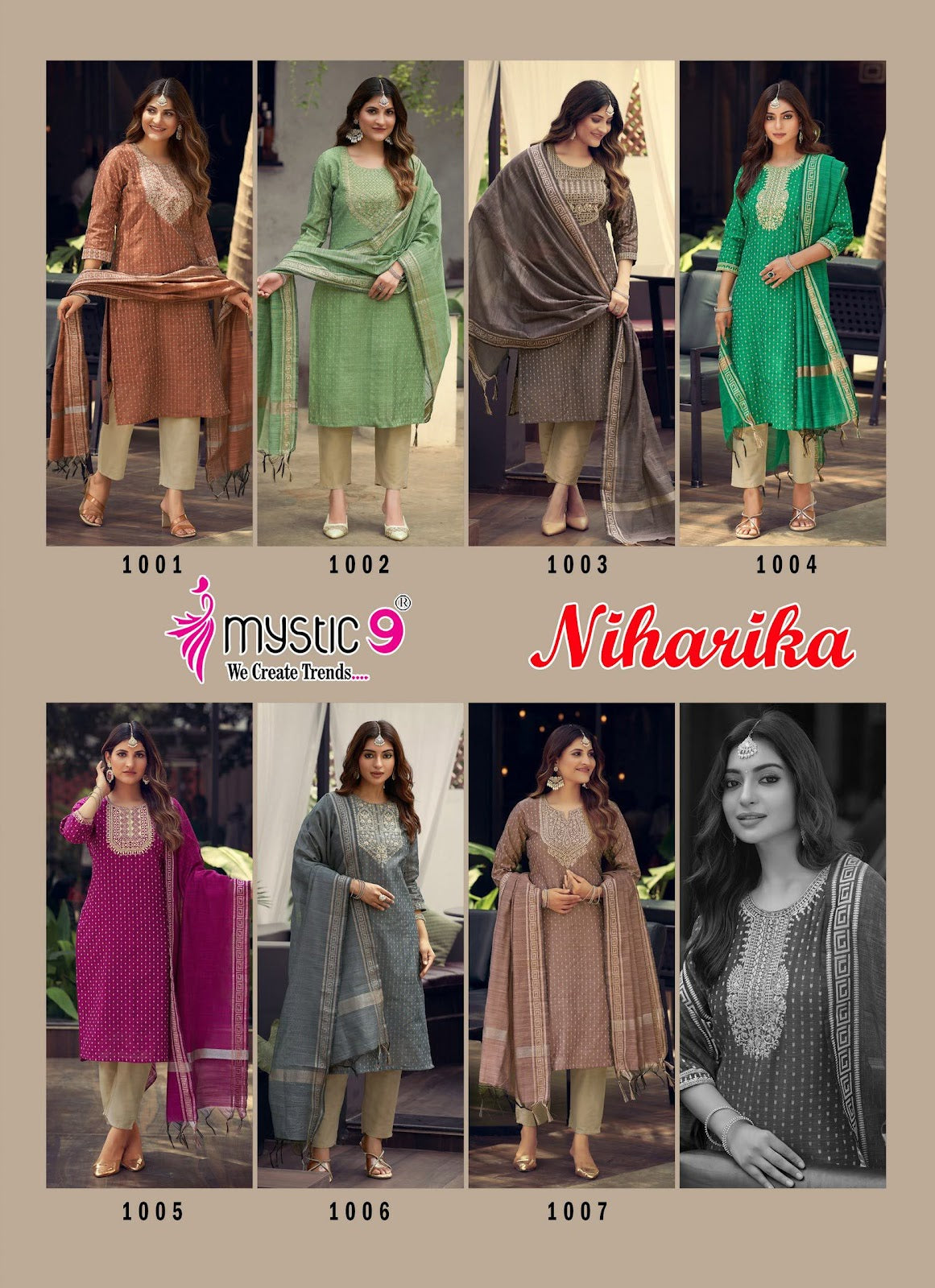 Niharika Vol 1 Mystic 9 Roman Silk Readymade Pant Style Suits Exporter