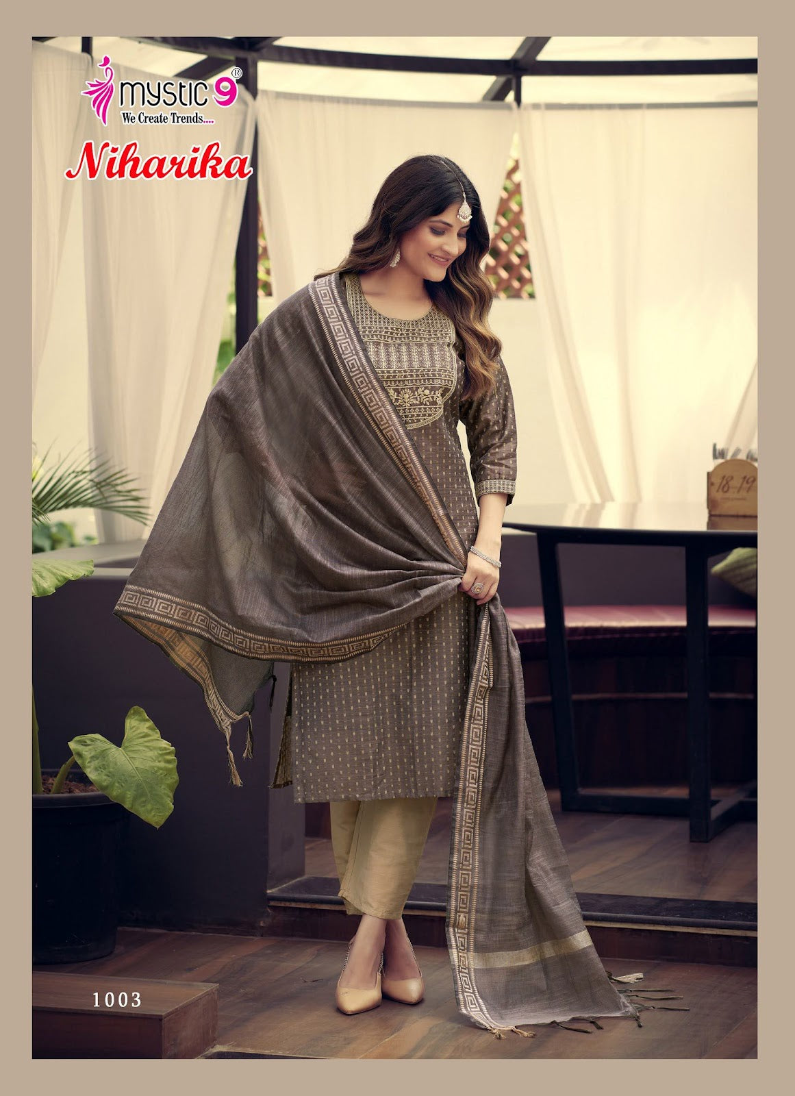 Niharika Vol 1 Mystic 9 Roman Silk Readymade Pant Style Suits Exporter