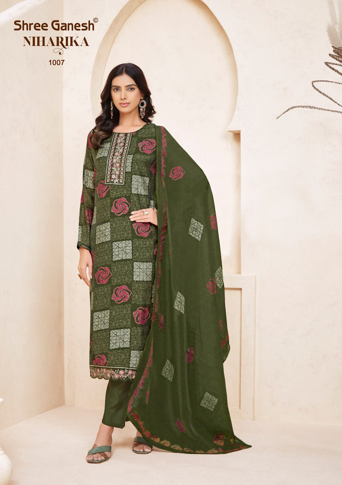 Niharika Vol 1 Shree Ganesh Chanderi Readymade Pant Style Suits Exporter Ahmedabad