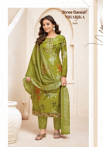 Niharika Vol 1 Shree Ganesh Chanderi Readymade Pant Style Suits Exporter Ahmedabad