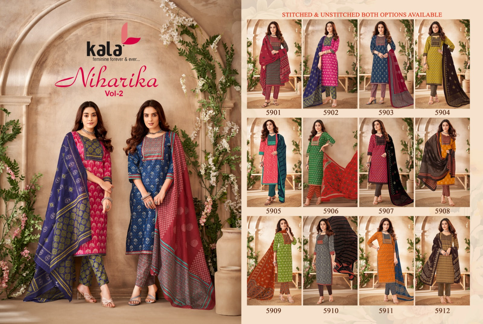 Niharika Vol 2 Kala Cotton Readymade Pant Style Suits Wholesale Rate