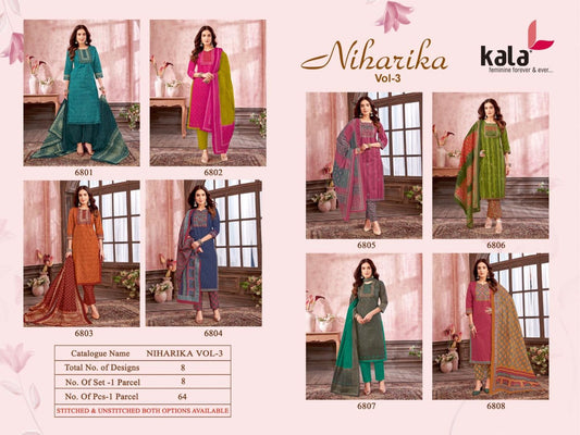 Niharika Vol 3 Kala Cotton Dress Material Wholesale Price