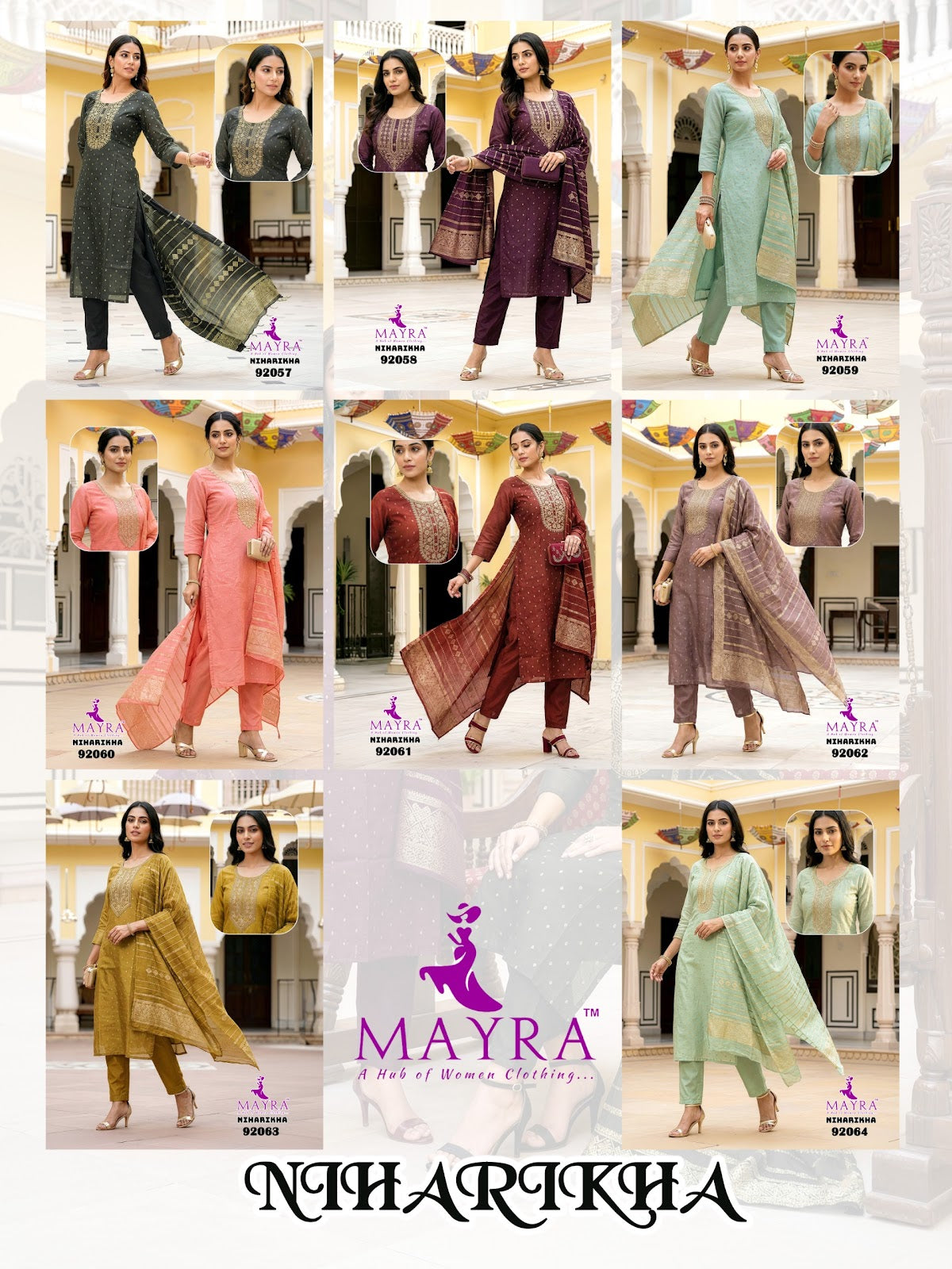 Niharikha Mayra Jacquard Readymade Pant Style Suits Supplier India