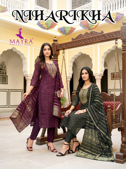 Niharikha Mayra Jacquard Readymade Pant Style Suits Supplier India