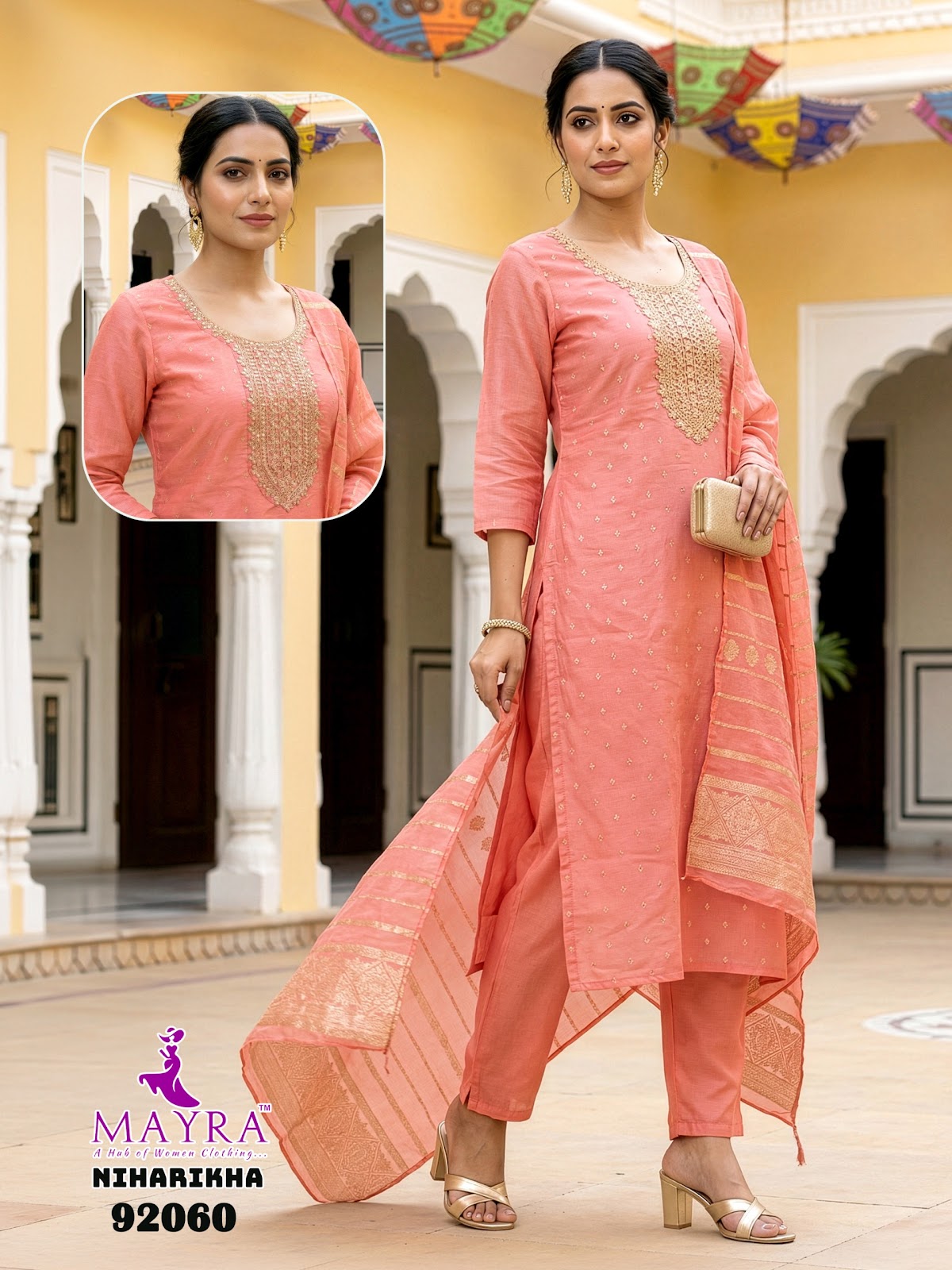 Niharikha Mayra Jacquard Readymade Pant Style Suits Supplier India