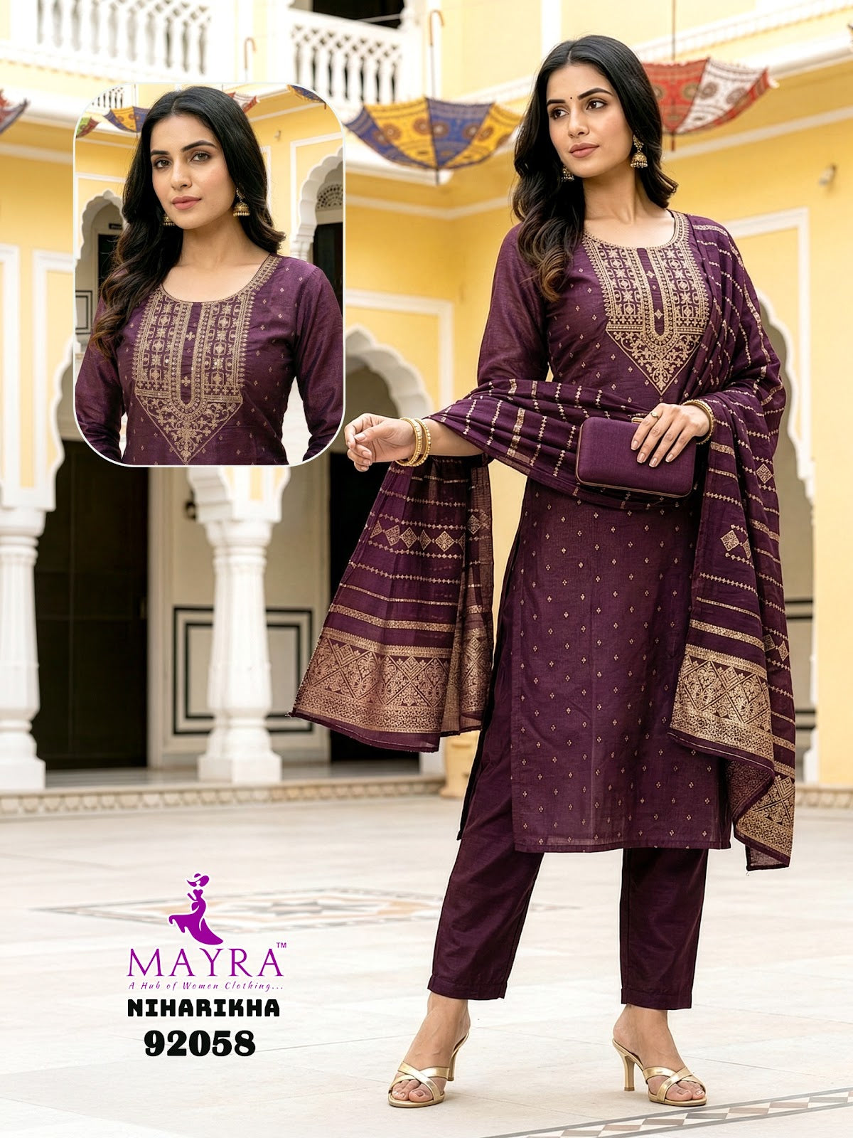 Niharikha Mayra Jacquard Readymade Pant Style Suits Supplier India