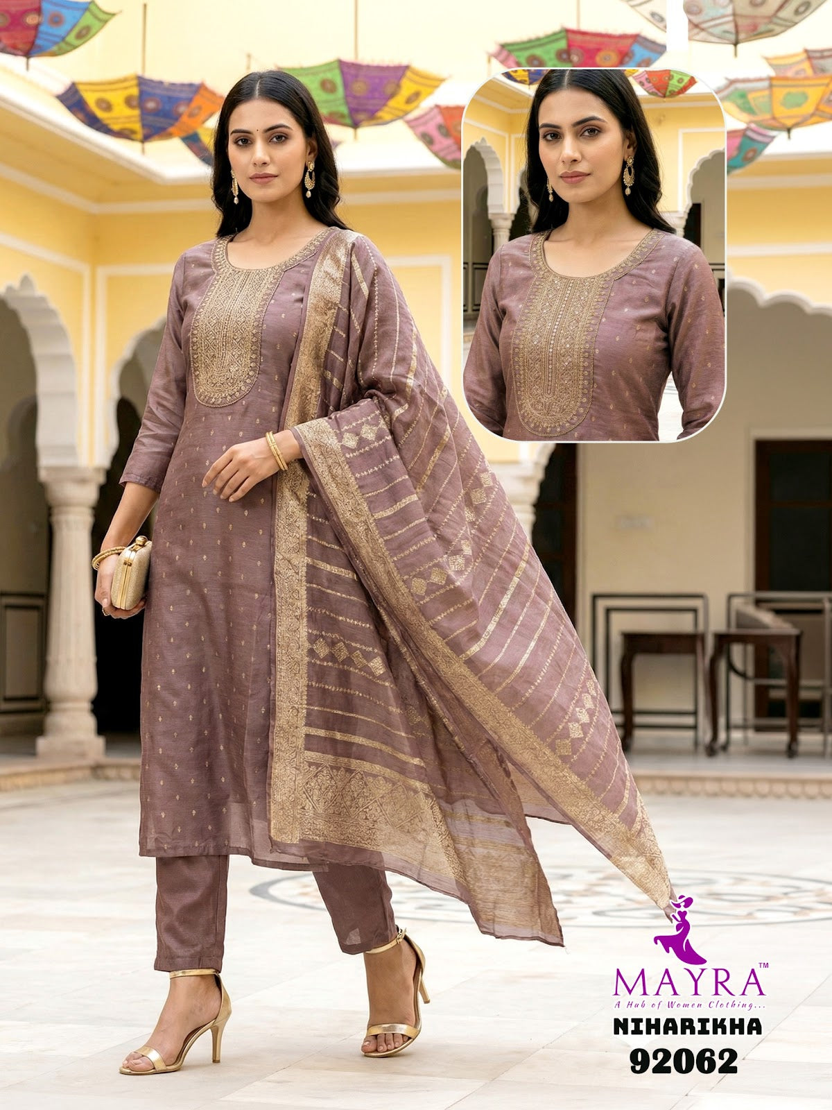 Niharikha Mayra Jacquard Readymade Pant Style Suits Supplier India