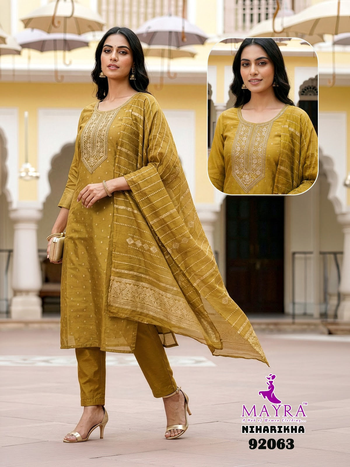 Niharikha Mayra Jacquard Readymade Pant Style Suits Supplier India
