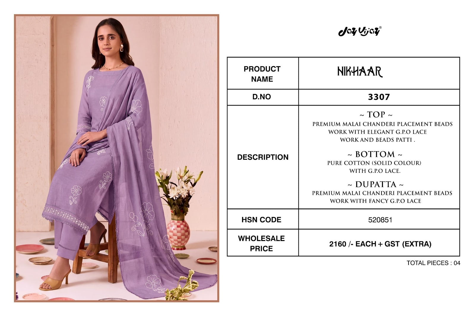 Nikhaar 3307 Jay Vijay Pant Style Suits Wholesaler