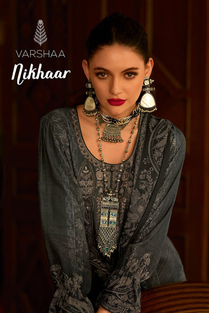 Nikhaar Varshaa Viscose Muslin Pant Style Suits Wholesaler