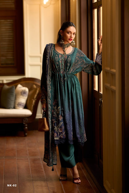 Nikhaar Varshaa Viscose Muslin Pant Style Suits Wholesaler