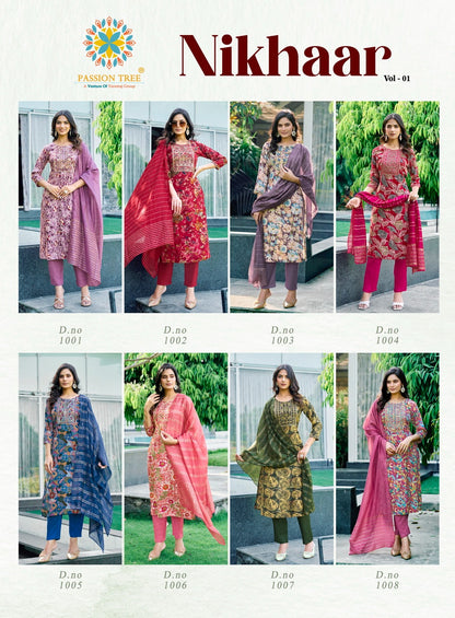 Nikhaar Vol 1 Passion Tree Rayon Readymade Pant Style Suits Exporter Ahmedabad