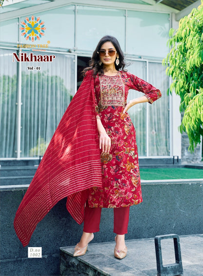 Nikhaar Vol 1 Passion Tree Rayon Readymade Pant Style Suits Exporter Ahmedabad