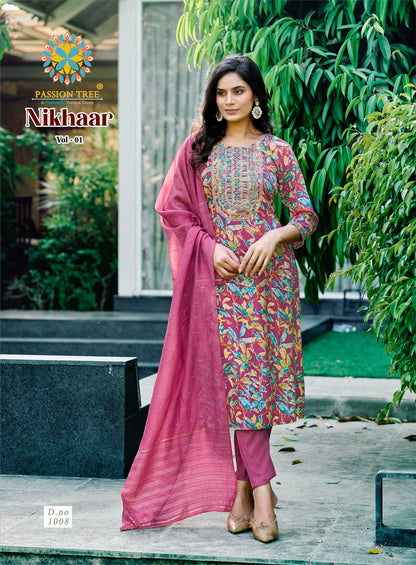 Nikhaar Vol 1 Passion Tree Rayon Readymade Pant Style Suits Exporter Ahmedabad