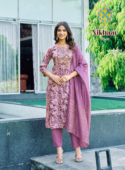 Nikhaar Vol 1 Passion Tree Rayon Readymade Pant Style Suits Exporter Ahmedabad