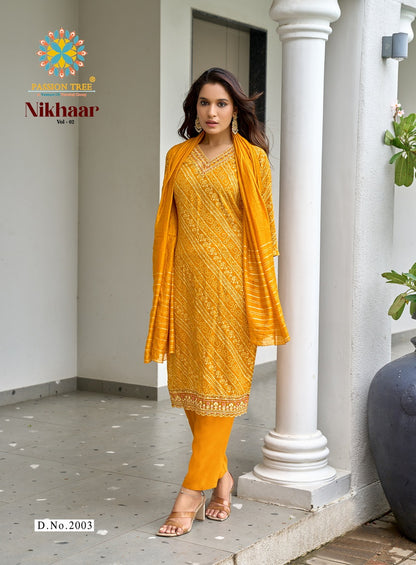 Nikhaar Vol 2 Passion Tree Heavy Rayon Readymade Pant Style Suits Wholesaler Gujarat