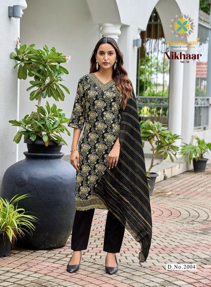 Nikhaar Vol 2 Passion Tree Heavy Rayon Readymade Pant Style Suits Wholesaler Gujarat