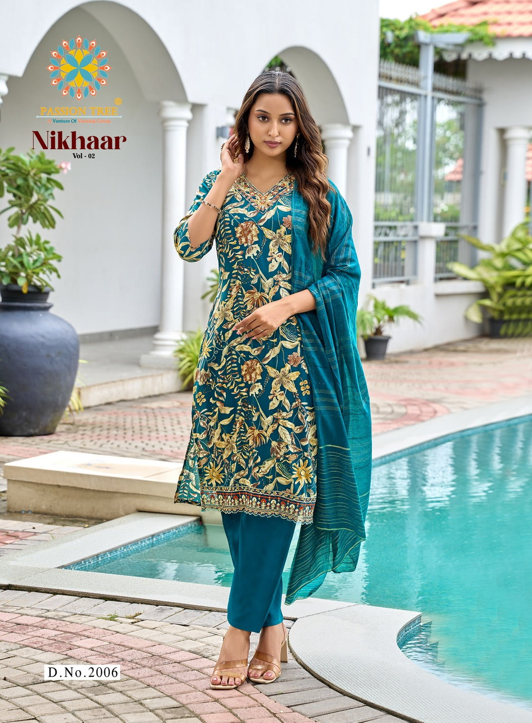 Nikhaar Vol 2 Passion Tree Heavy Rayon Readymade Pant Style Suits Wholesaler Gujarat