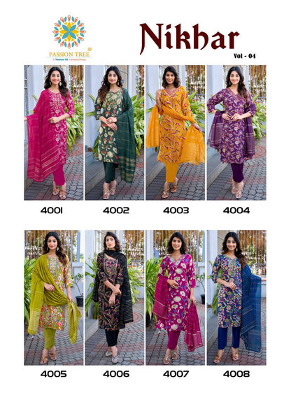 Nikhaar Vol 4 Passion Tree Rayon Readymade Pant Style Suits Manufacturer India