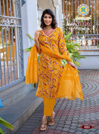 Nikhaar Vol 4 Passion Tree Rayon Readymade Pant Style Suits Manufacturer India