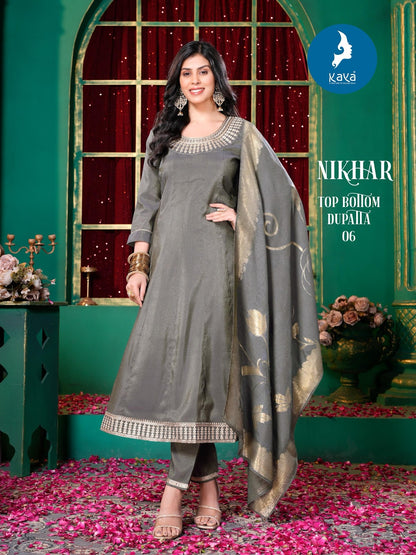 Nikhar Kaya Roman Simmer Readymade Anarkali Suits Supplier Ahmedabad