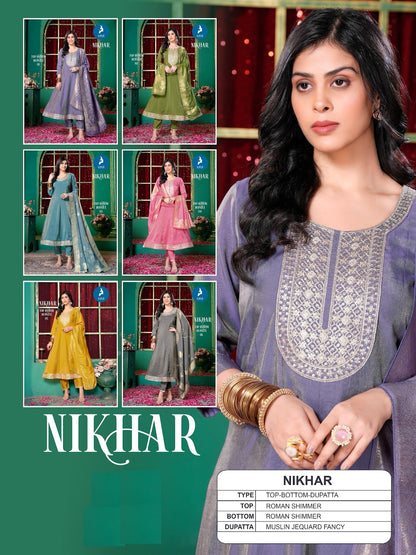 Nikhar Kaya Roman Simmer Readymade Anarkali Suits Supplier Ahmedabad
