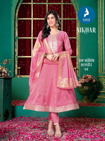 Nikhar Kaya Roman Simmer Readymade Anarkali Suits Supplier Ahmedabad