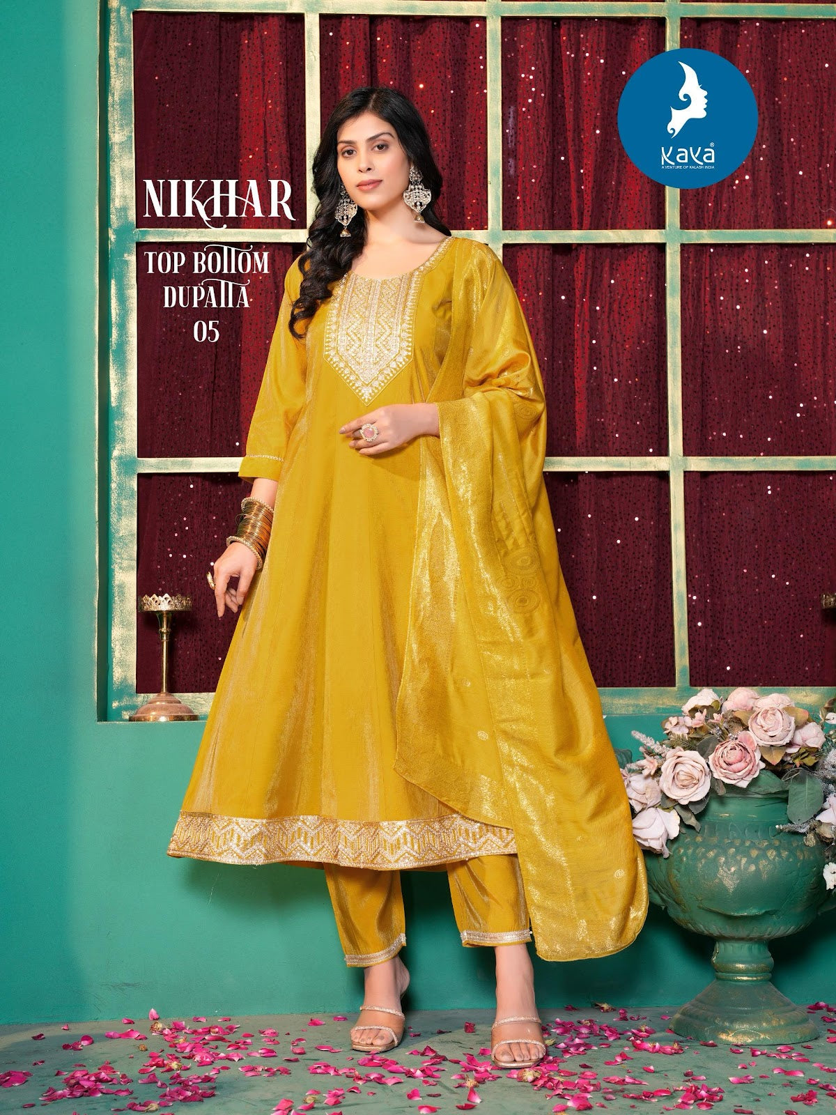 Nikhar Kaya Roman Simmer Readymade Anarkali Suits Supplier Ahmedabad