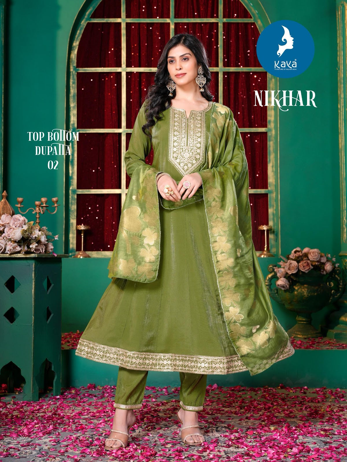 Nikhar Kaya Roman Simmer Readymade Anarkali Suits Supplier Ahmedabad