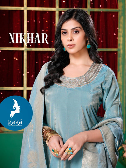 Nikhar Kaya Roman Simmer Readymade Anarkali Suits Supplier Ahmedabad
