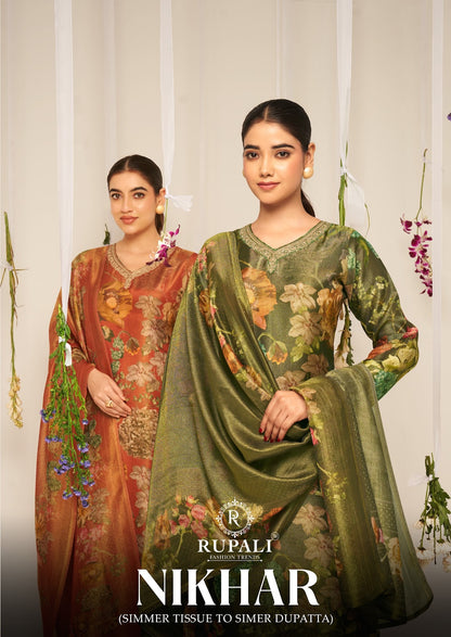 निखार रूपाली शुद्ध विस्कोस मलमल पैंट स्टाइल सूट निर्यातक