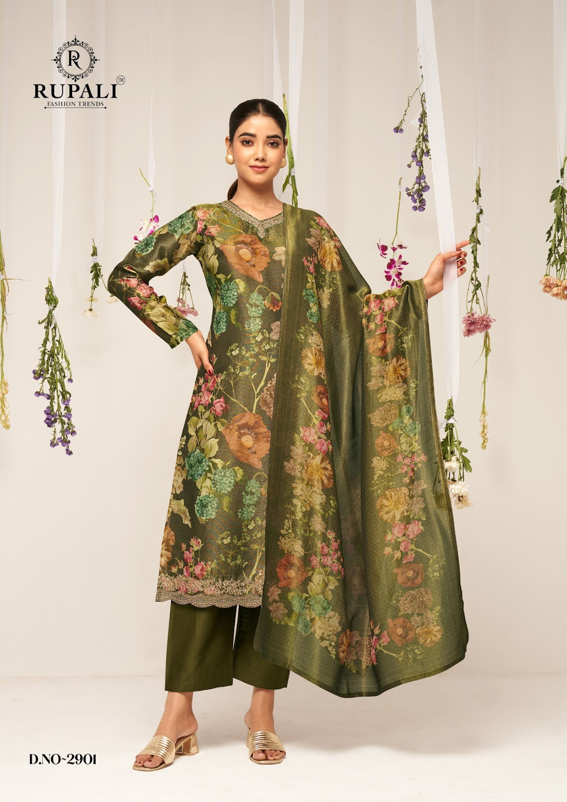 निखार रूपाली शुद्ध विस्कोस मलमल पैंट स्टाइल सूट निर्यातक