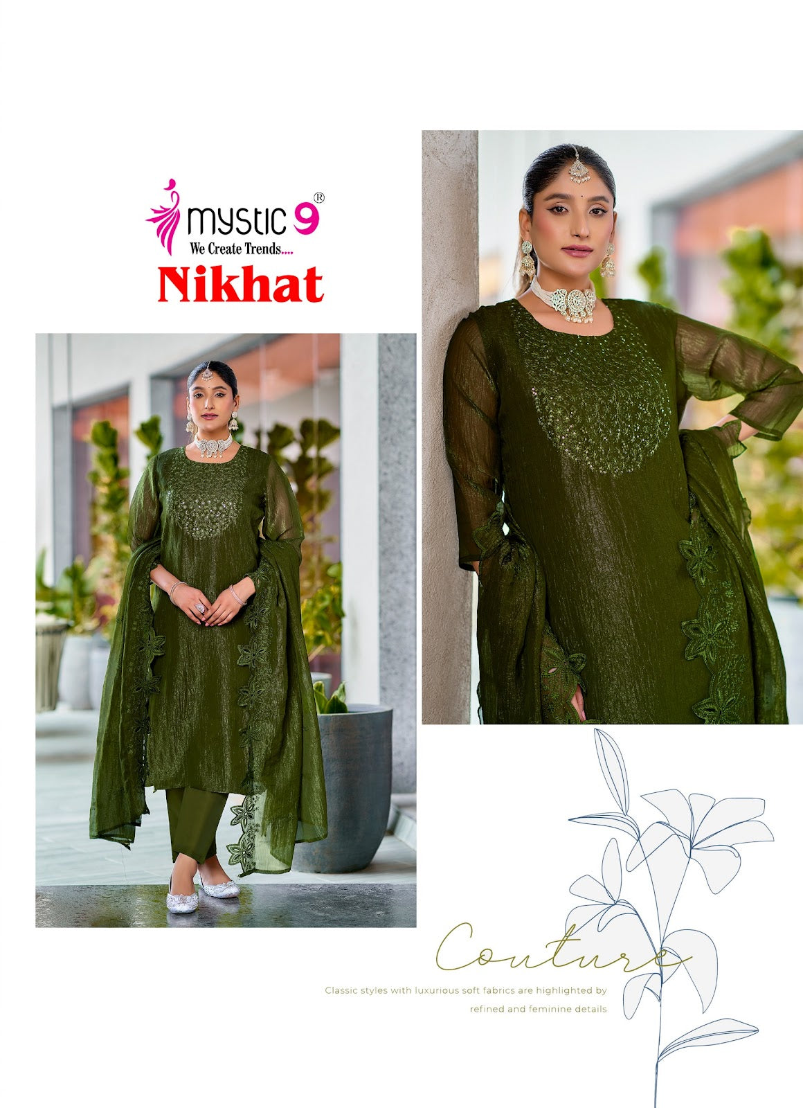 Nikhat Vol 1 Mystic 9 Silk Readymade Pant Style Suits Supplier Ahmedabad