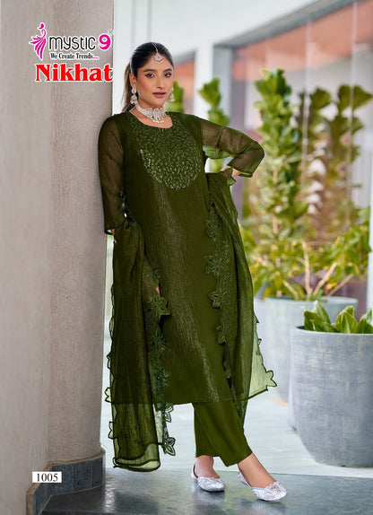 Nikhat Vol 1 Mystic 9 Silk Readymade Pant Style Suits Supplier Ahmedabad