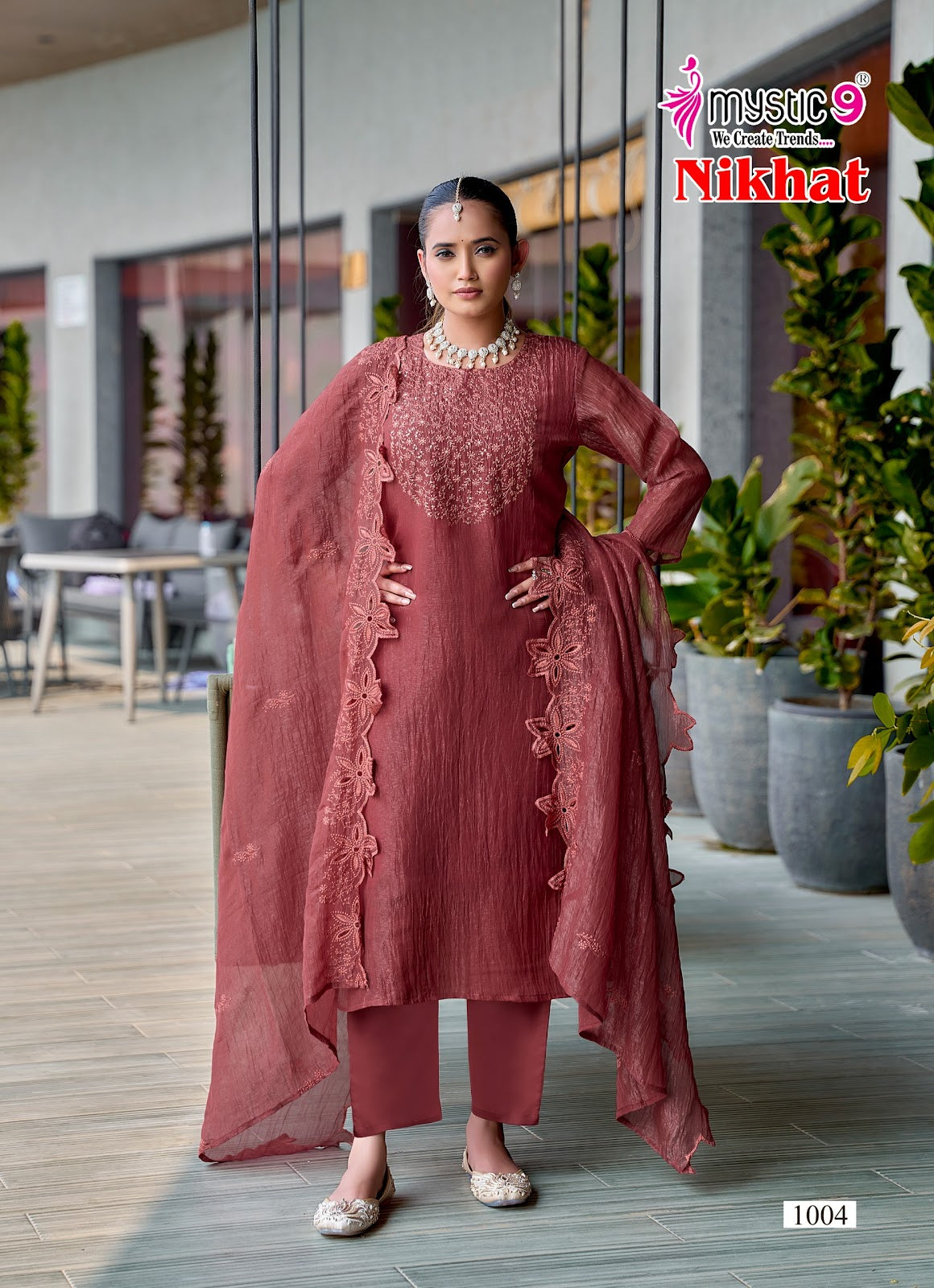 Nikhat Vol 1 Mystic 9 Silk Readymade Pant Style Suits Supplier Ahmedabad
