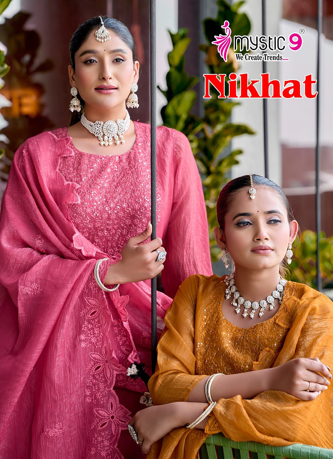 Nikhat Vol 1 Mystic 9 Silk Readymade Pant Style Suits Supplier Ahmedabad