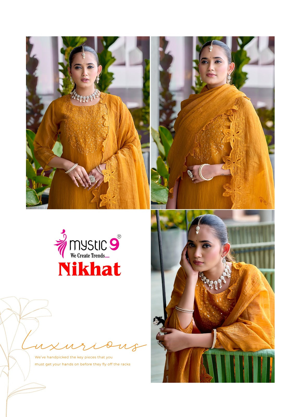 Nikhat Vol 1 Mystic 9 Silk Readymade Pant Style Suits Supplier Ahmedabad