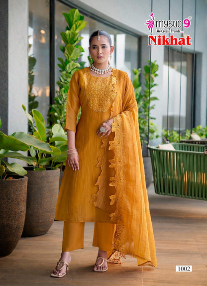 Nikhat Vol 1 Mystic 9 Silk Readymade Pant Style Suits Supplier Ahmedabad