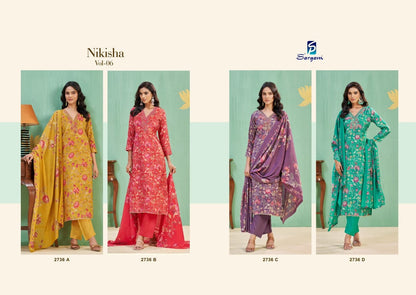 Nikisha Vol 6 Sargam Prints Viscose Pant Style Suits Manufacturer