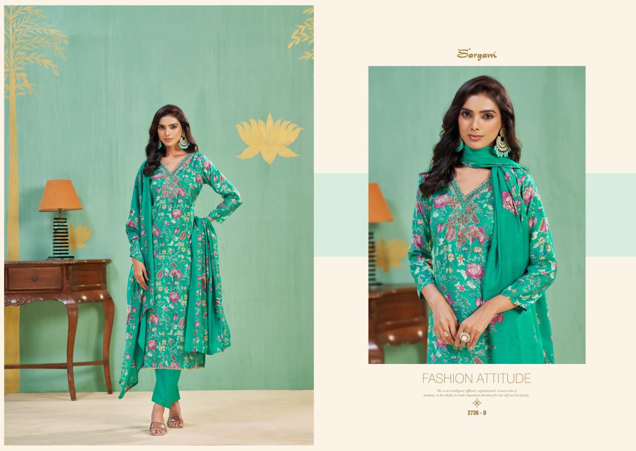 Nikisha Vol 6 Sargam Prints Viscose Pant Style Suits Manufacturer