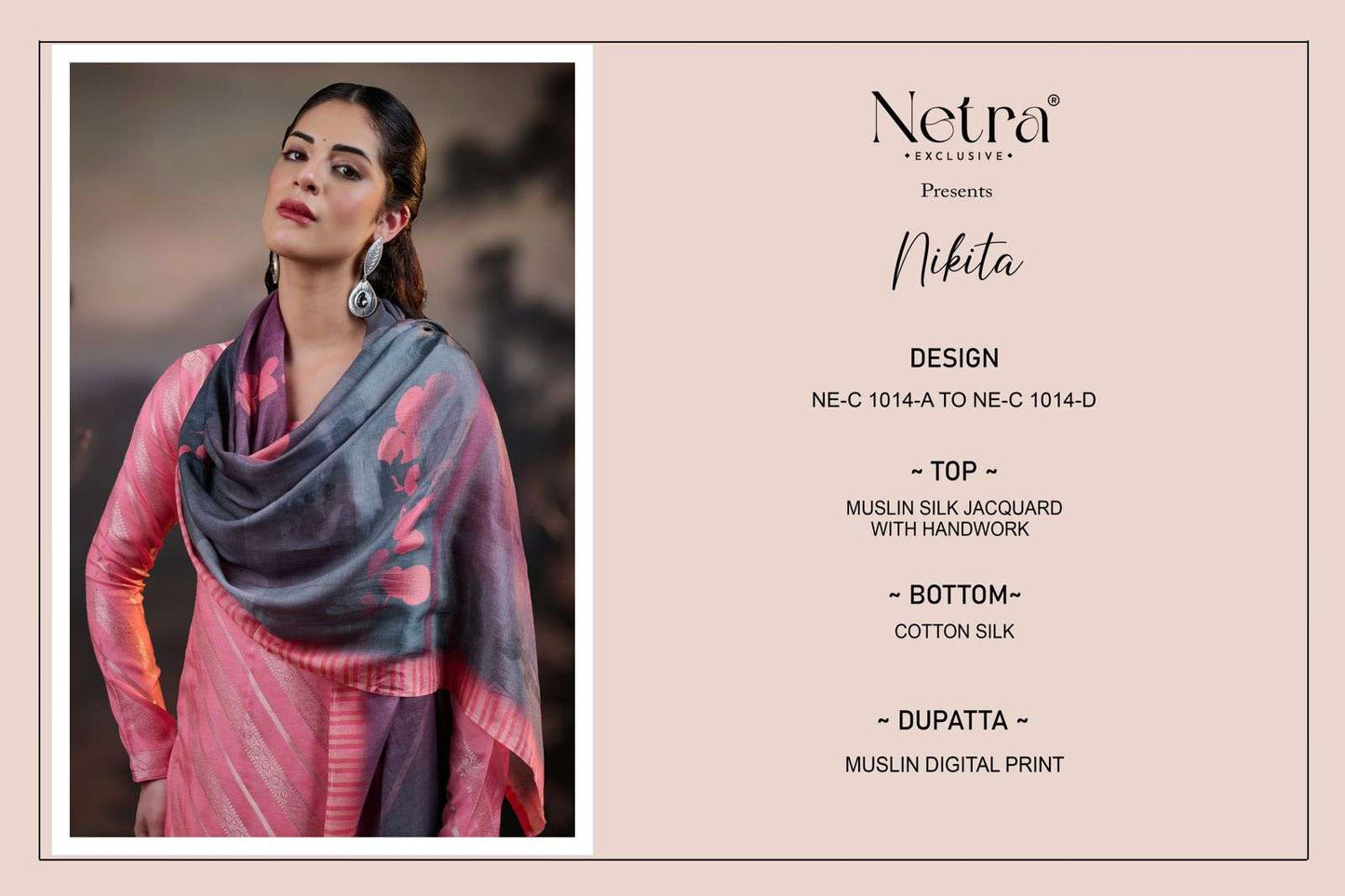 Nikita Netra Muslin Silk Pant Style Suits Wholesaler Ahmedabad