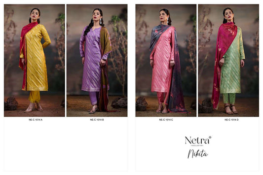 Nikita Netra Muslin Silk Pant Style Suits Wholesaler Ahmedabad