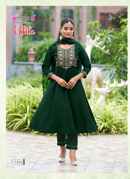 Nikita Vol 1 Mystic 9 Roman Silk Readymade Anarkali Suits Supplier India