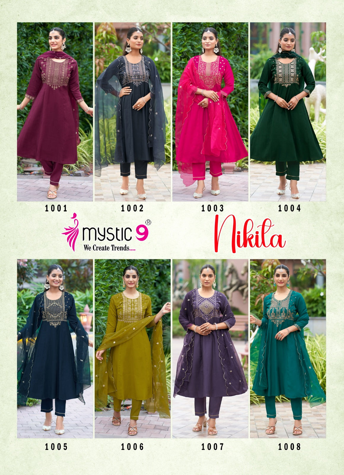 Nikita Vol 1 Mystic 9 Roman Silk Readymade Anarkali Suits Supplier India