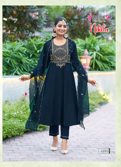 Nikita Vol 1 Mystic 9 Roman Silk Readymade Anarkali Suits Supplier India