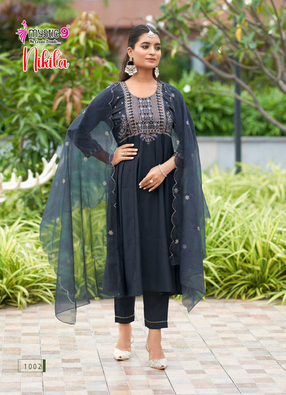 Nikita Vol 1 Mystic 9 Roman Silk Readymade Anarkali Suits Supplier India