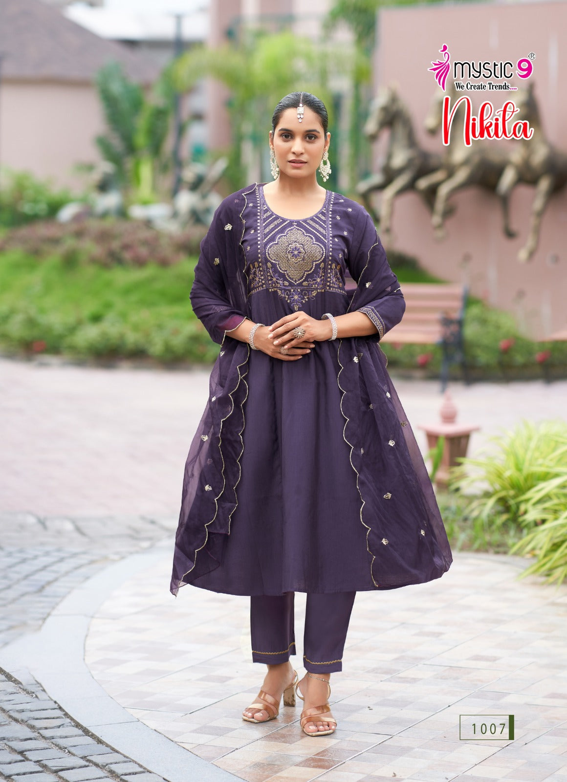 Nikita Vol 1 Mystic 9 Roman Silk Readymade Anarkali Suits Supplier India