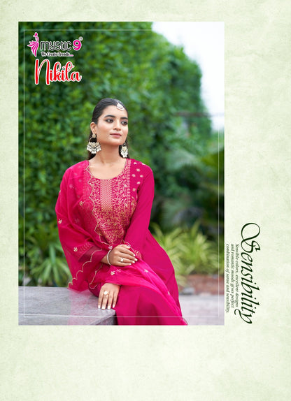 Nikita Vol 1 Mystic 9 Roman Silk Readymade Anarkali Suits Supplier India